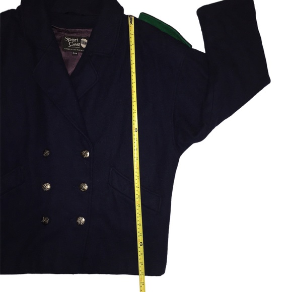 Vintage Unique Navy Blue Wool Peacoat, Utex Nautical Epaulet Double Breasted, XL - Picture 15 of 16